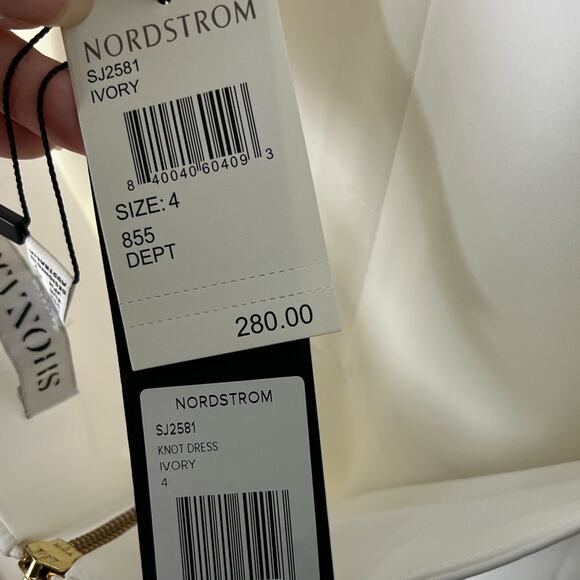 Shona Joy Revolve White Knotted Halter Sleeveless Tulip Hem Gown Ivory 4 NEW - Picture 10 of 10